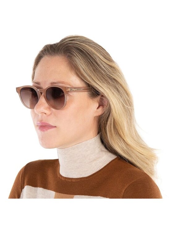 Salvatore Ferragamo SF1068S 278 Sunglasses Sand Round Frame, Brown Lenses main image 7